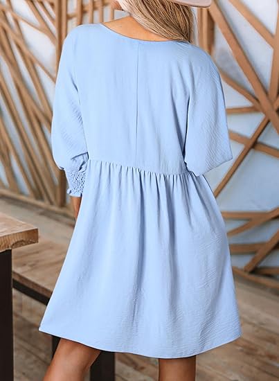 🌷Summer Hot Sale 50% Off💕Round Neck Dress with 3/4 Sleeves