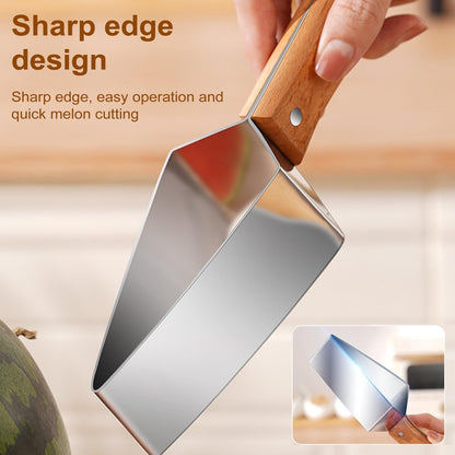 Triangle Watermelon Cutter, Stainless Steel with Wooden Handle - Melon Slicer, Fruit Cutter for Kitchen Gadgets