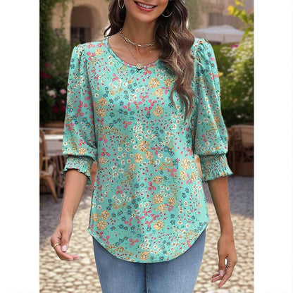 ☀️Summer Hot Sale 50% OFF🌼Blouses for Women Dressy Casual 3/4 Length Sleeve Tops with Smocked Cuffs