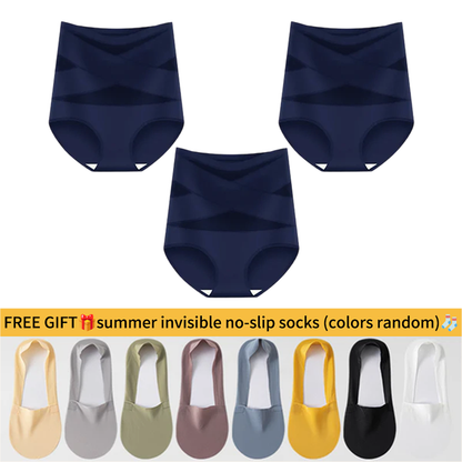 💖Hot Sale-Buy 1 Get 3 Packs💖Plus-Size High-Waist Cross Tummy Control Panties