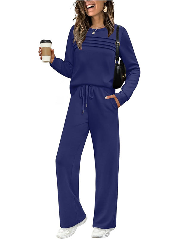 🔥LAST DAY 70% OFF✨Women's Crew Neck Top & Drawstring Pants Set