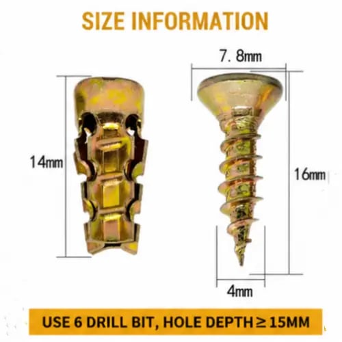 🔩 6×14mm Short Expansion Screw Set for Cabinet Hinge Repair & Stripped Thread Restoration