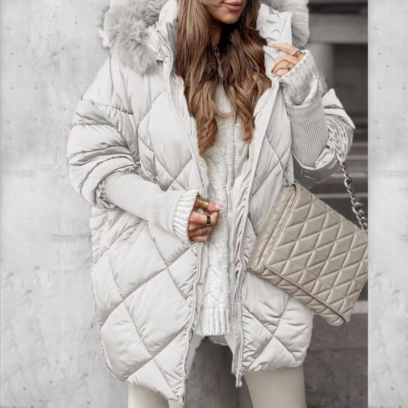 ❄️Especiales de Invierno❄️ Abrigo Parka de Mujer de Largo Medio con Mangas de Punto y Retales