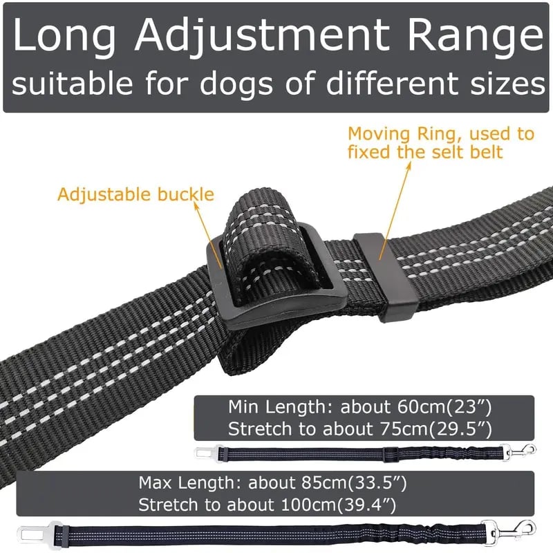 🐱🐶 2-Pack Pet Seatbelts – Car Headrest Restraint, Adjustable Safety Leads