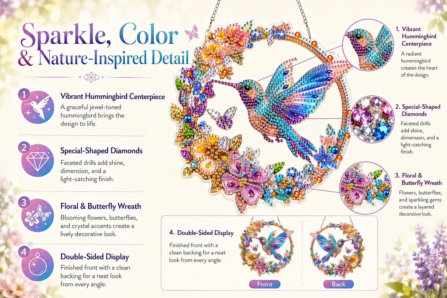Hummingbird Diamond Art Hanging Ornament Kit – Sparkling DIY Window Ornament 🐦✨