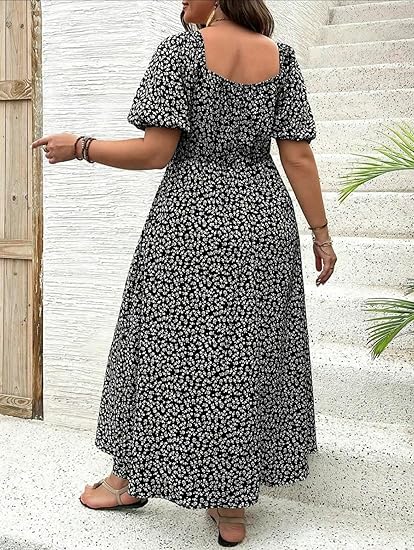 💗Summer Specials-60% OFF💗Plus-size Short Sleeve Split Floral Print Dress