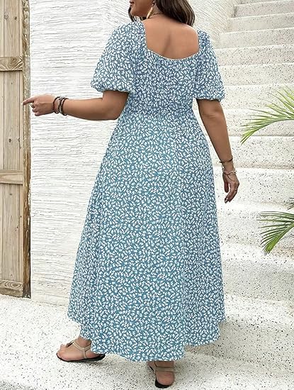 💗Summer Specials-60% OFF💗Plus-size Short Sleeve Split Floral Print Dress