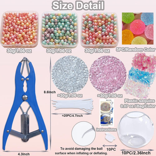 ✨ DIY Stress Ball Making Kit, Includes 6 Filling Packs, 10 Transparent Blank Soft Skins, Expansion Tool, Ideal for Adult Stress Relief, Squishy Maker