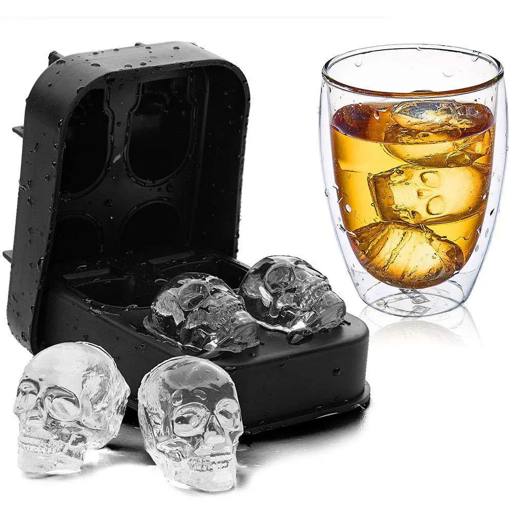 3D Skull Silicone Ice Cube Mold (6-Cavity/BPA-Free)