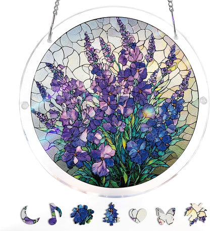 Acrylic Jigsaw Puzzle Suncatcher - Glowing Feather Haven