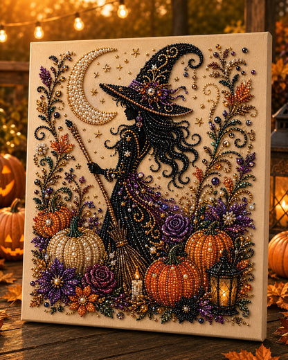 💥 Last Day 50% OFF👻✨🎃 Halloween Pearl Painting Kit – 5D DIY Beaded Art Craft Set with Full Tools ✨ | Spooky Pumpkin, Witch & Black Cat Design 🕯️ | Festive Wall Decor & Unique Gift for Adults & Teens 🎁