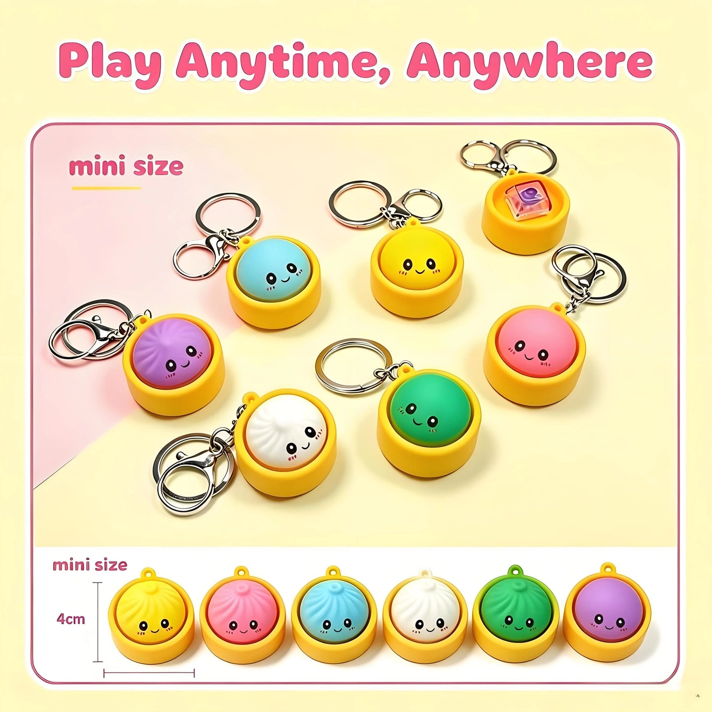 🔥 LAST DAY 49% OFF🔥  Cute Dumpling Pressable Fidget Keychain - touch sensing light