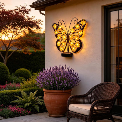 🦋 Solar Metal Butterfly Wall Light