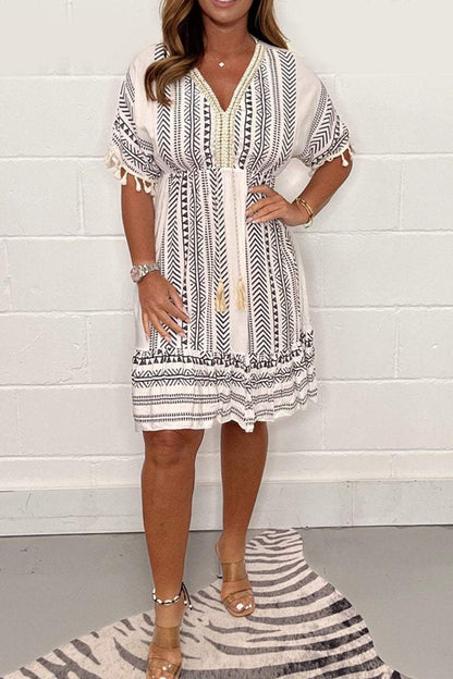 🔥Hot Sale 60 %OFF🔥Ethnic Style Casual printed V-neck dress