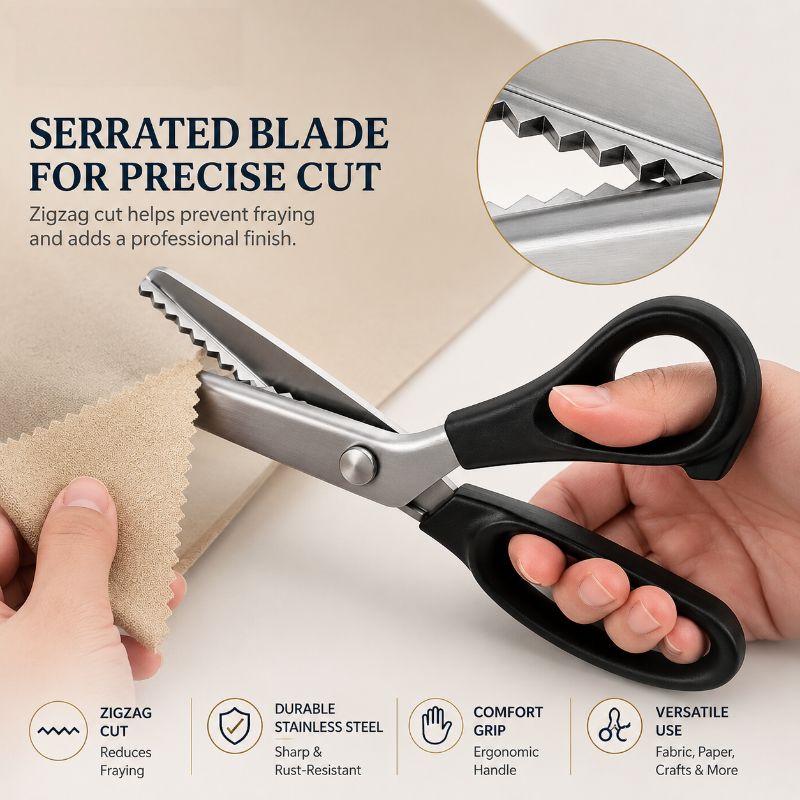 Stainless Steel Pinking Shears – 9.1" Zig Zag Fabric Scissors for Sewing, Quilting, Dressmaking & DIY Crafts