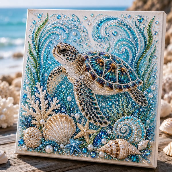🌊✨ Ocean Theme Pearl Art DIY Kit – Relaxing DIY Craft to Create Stunning Coastal Artwork