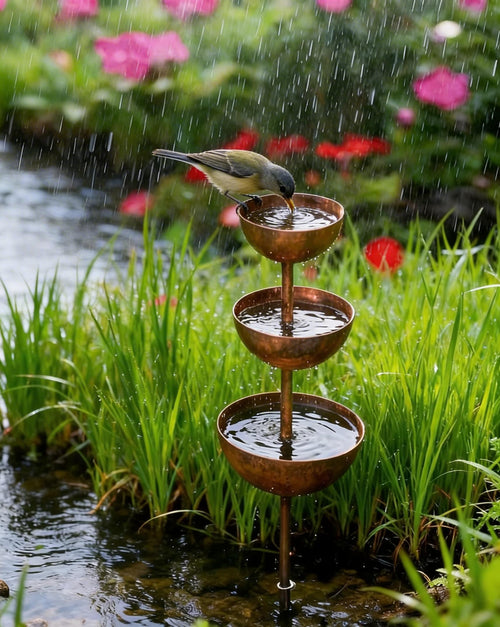 🌧️ Rain Catcher - Plant Support🐦 Metal Garden Ornament