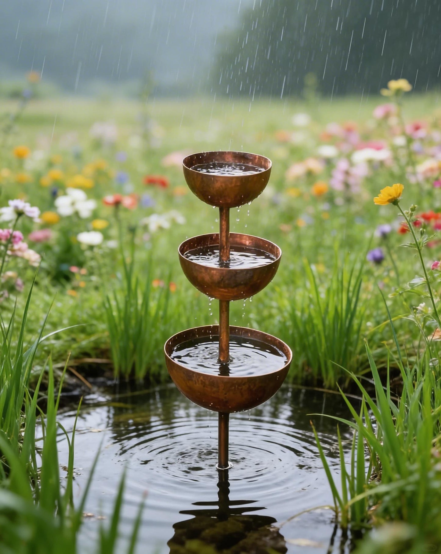 🌧️ Rain Catcher - Plant Support🐦 Metal Garden Ornament