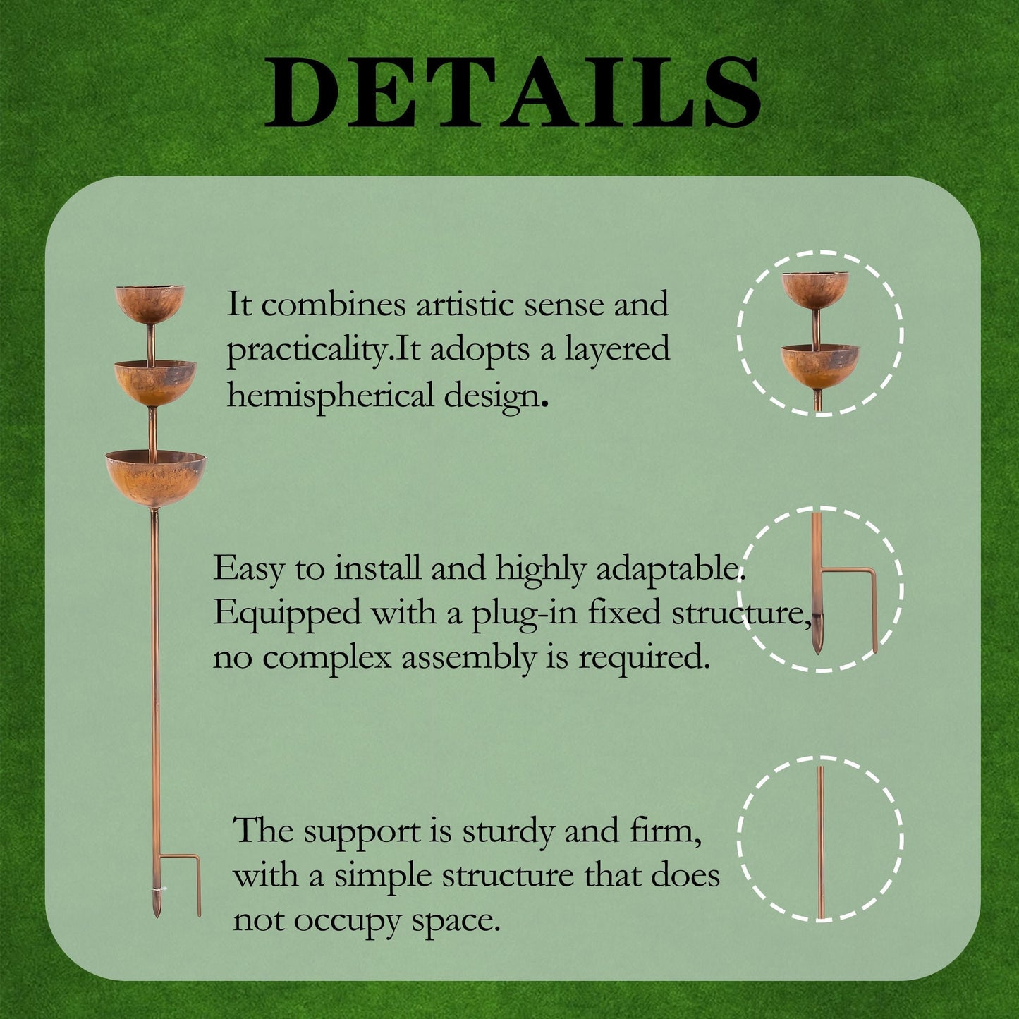 🌧️ Rain Catcher - Plant Support🐦 Metal Garden Ornament