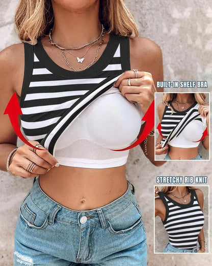 💖Last Day Special Price ￡13.99!!💖Ribbed Stretchy Tank Top with Shelf Bra