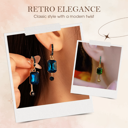 🔥2026 New Arrival ＆ Hot Sale🔥 Vintage Synthetic Diamond Drop Earrings – Clip-On, Elegant Dangle ✨