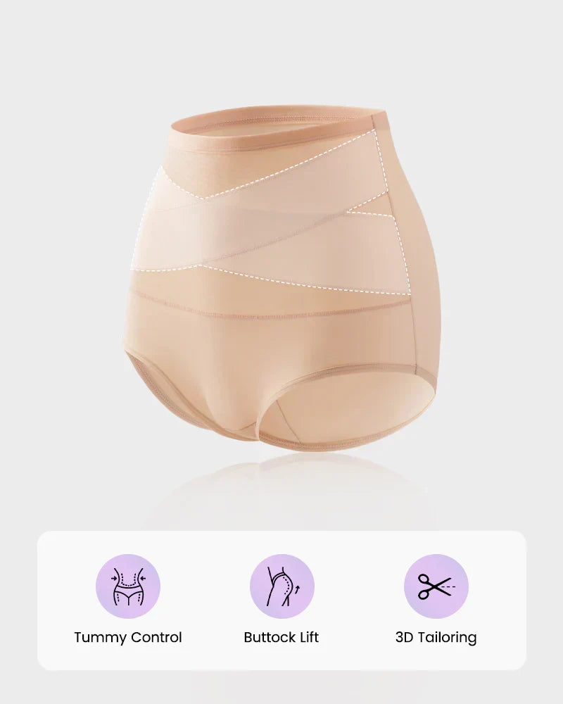 💖Hot Sale-Buy 1 Get 3 Packs💖Plus-Size High-Waist Cross Tummy Control Panties
