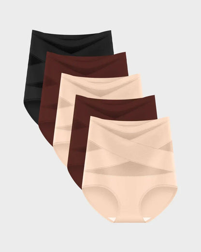 💖Hot Sale-Buy 1 Get 3 Packs💖Plus-Size High-Waist Cross Tummy Control Panties