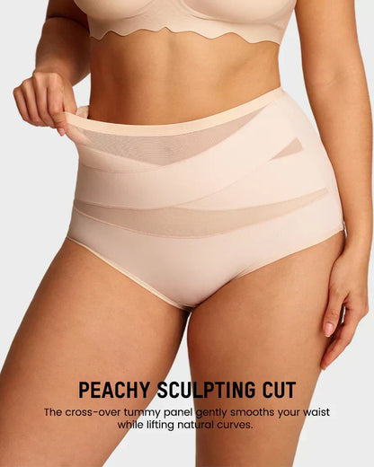 🌸 Last Day Special Price £9.99 ! 🔥Buy 1 Get 1 Free🎁Plus-Size High-Waist Cross Tummy Control Panties