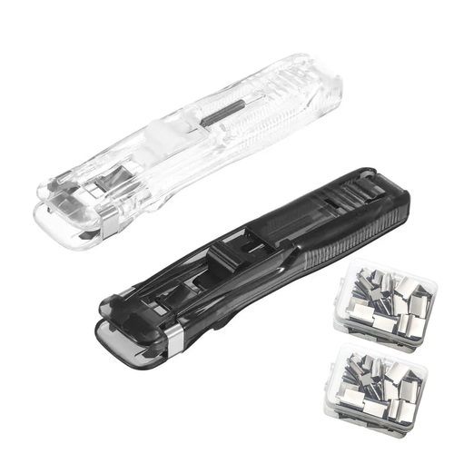 📎 2-Pack Portable Binder Clip Stapler + 100 Clips – Non-Destructive Paper Clamp Dispenser for Office, Home & School 🏫✏️
