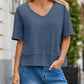 💥Gran venta de 2026, 49% de descuento👚Blusa de mujer de manga media con cuello en V y dobladillo de patchwork