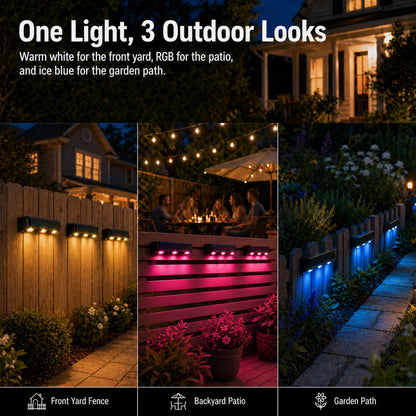 💡 7 Colors + RGB Solar Fence Lights