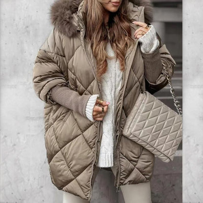 ❄️Especiales de Invierno❄️ Abrigo Parka de Mujer de Largo Medio con Mangas de Punto y Retales