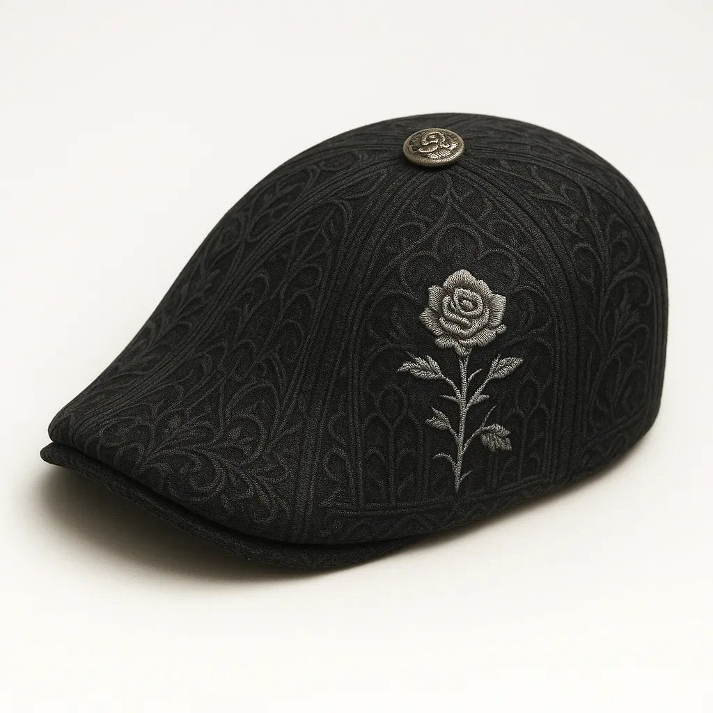 🔥💀Handcrafted Skull & Thorn Flat Cap🎁