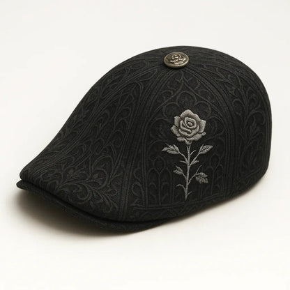 🔥💀Handcrafted Skull & Thorn Flat Cap🎁