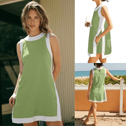 ⏰Hot Sale 60% OFF🔥Women's Casual Color Block Sleeveless Tops Matching Shorts with Pockets