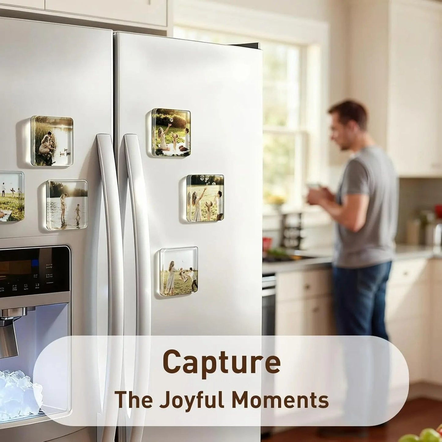 🎁 49% OFF🔥Buy 3 Get 1 Free🎁✂10 Pack Clear Acrylic DIY Fridge Magnet Set with Adhesive Backing – Square Magnetic Photo Frames with Stunning 3D Effect 💕