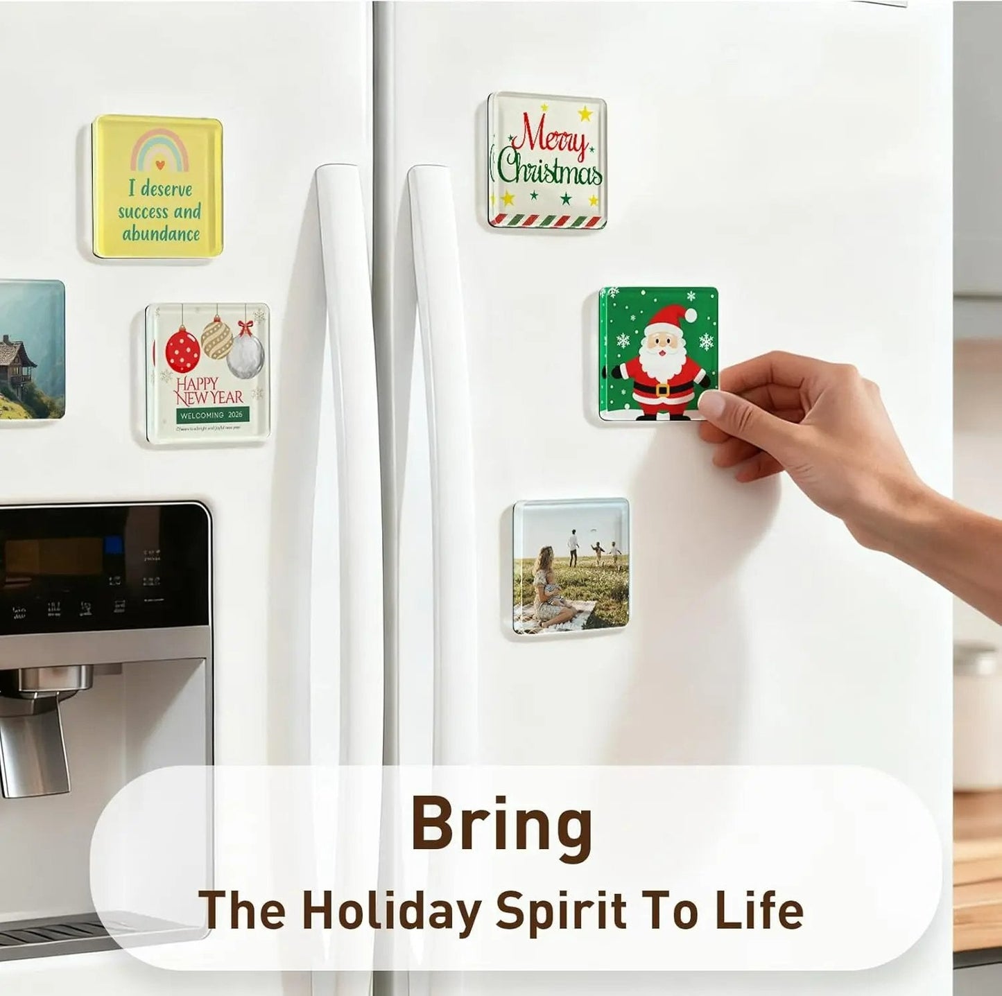 🎁 49% OFF🔥Buy 3 Get 1 Free🎁✂10 Pack Clear Acrylic DIY Fridge Magnet Set with Adhesive Backing – Square Magnetic Photo Frames with Stunning 3D Effect 💕