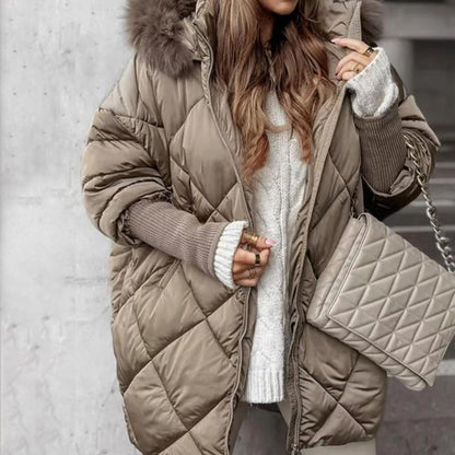 ❄️Especiales de Invierno❄️ Abrigo Parka de Mujer de Largo Medio con Mangas de Punto y Retales