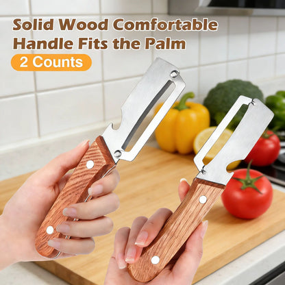 🔥Multi-Functional Wooden Vegetable Peeler with Built In Bottle Opener