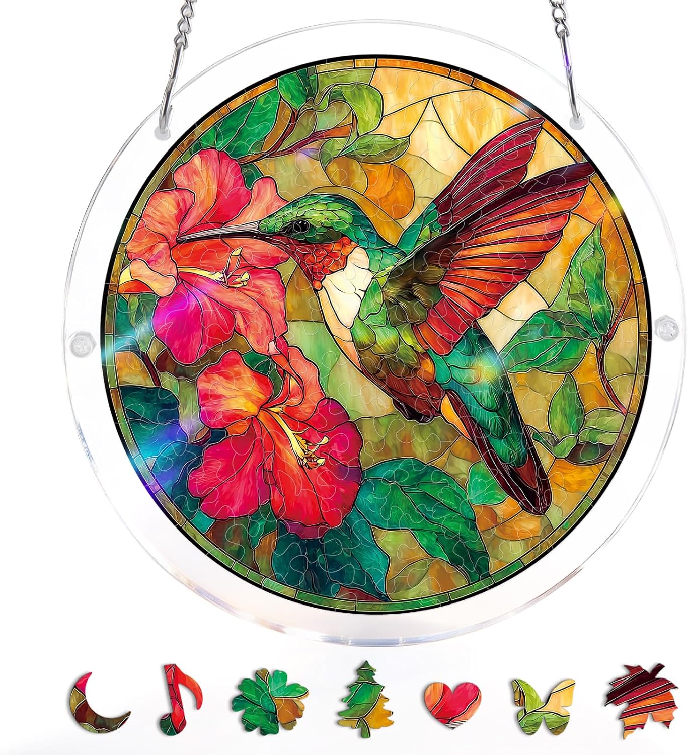 Acrylic Jigsaw Puzzle Suncatcher - Glowing Feather Haven