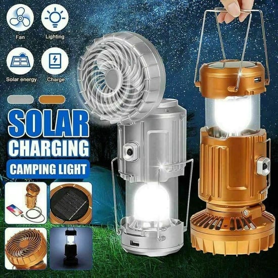 ⛺️🔥Hot Sale 50% OFF💡Portable LED Camping Lantern With Fan 🎵💨