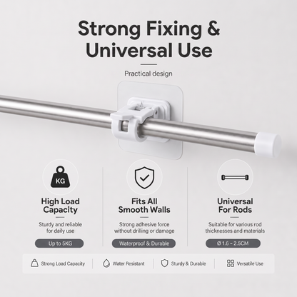 🔥Nail-Free Adjustable Curtain Rod Hooks