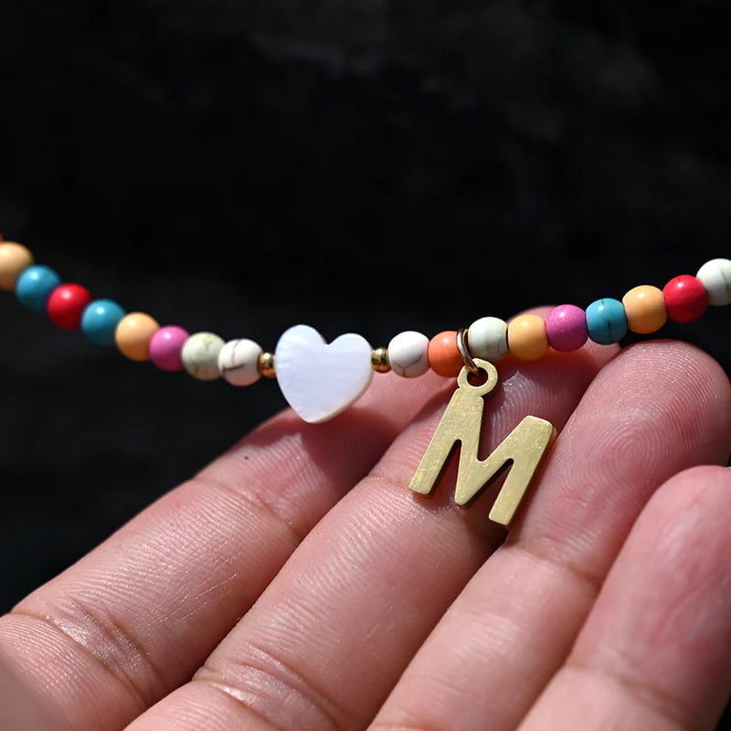 🔥Hot Sale 49% OFF - Colourful Beads Initial Choker🎁Buy 2 Only ￡9.99&Free shipping