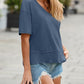 💥Gran venta de 2026, 49% de descuento👚Blusa de mujer de manga media con cuello en V y dobladillo de patchwork