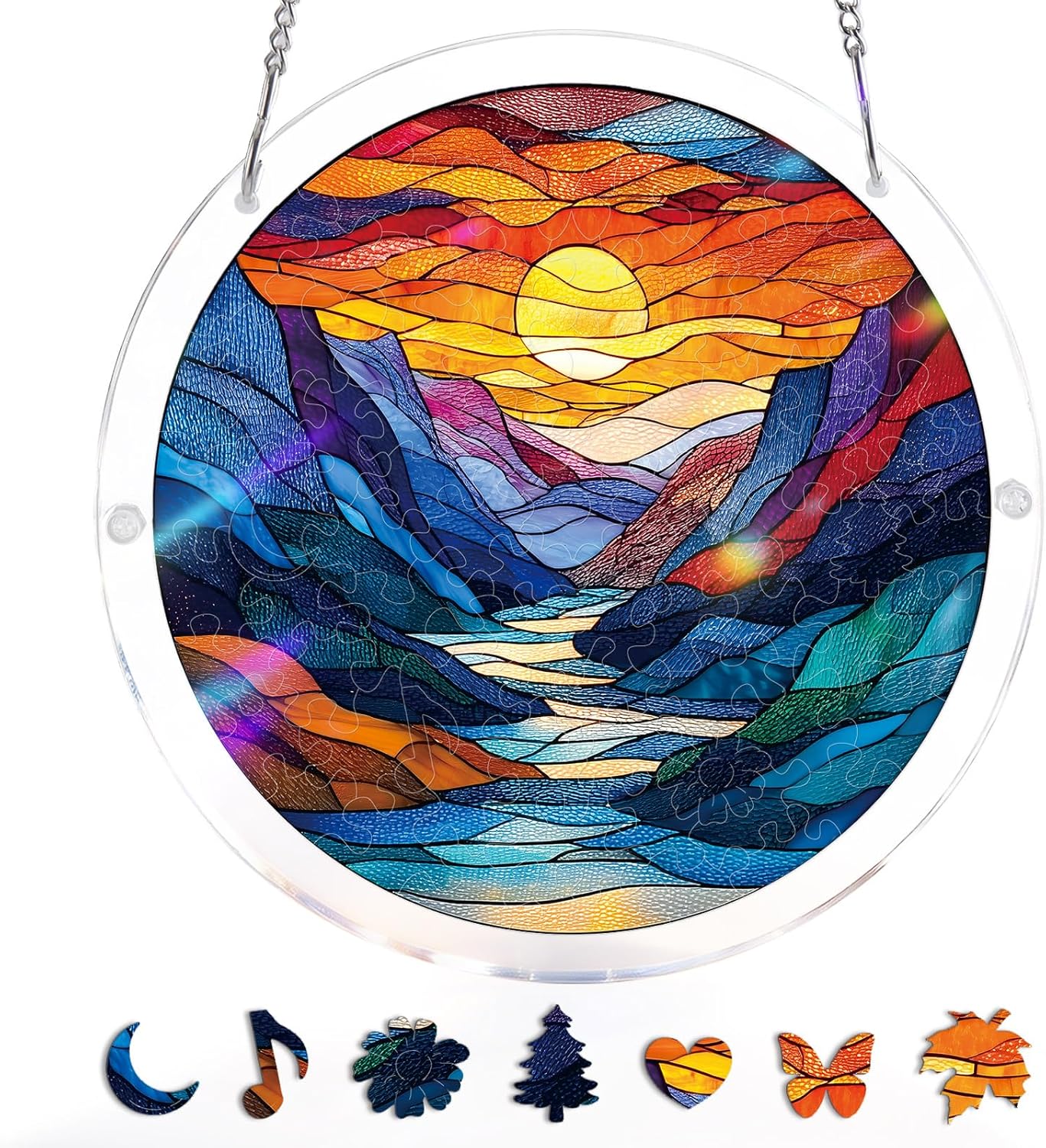 Acrylic Jigsaw Puzzle Suncatcher - Glowing Feather Haven