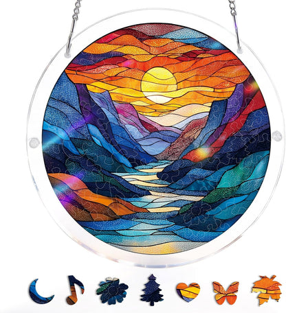 Acrylic Jigsaw Puzzle Suncatcher - Glowing Feather Haven