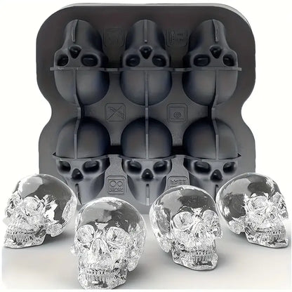 3D Skull Silicone Ice Cube Mold (6-Cavity/BPA-Free)