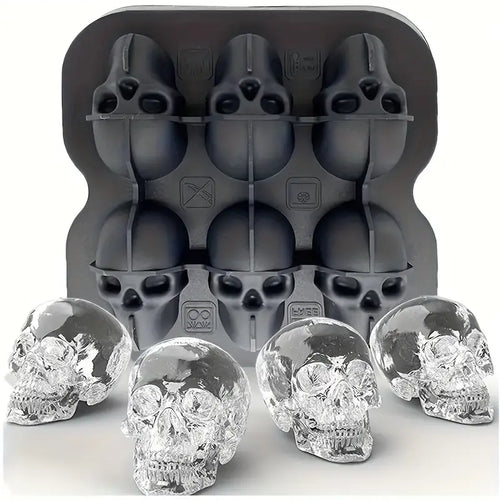 3D Skull Silicone Ice Cube Mold (6-Cavity/BPA-Free)