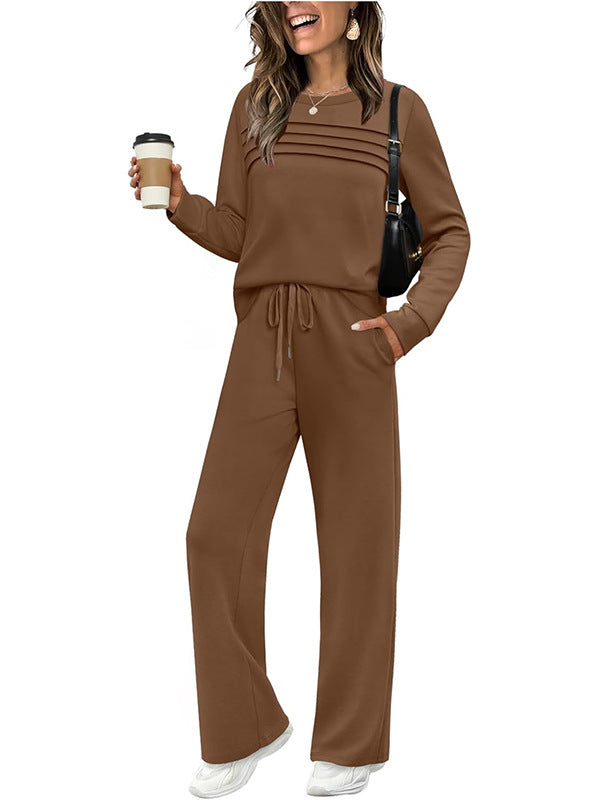 🔥LAST DAY 70% OFF✨Women's Crew Neck Top & Drawstring Pants Set