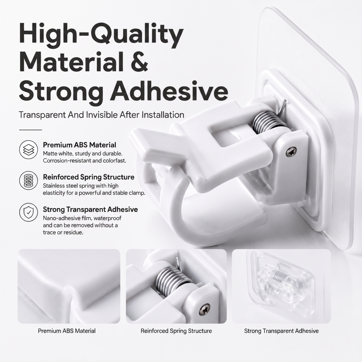 🔥Nail-Free Adjustable Curtain Rod Hooks